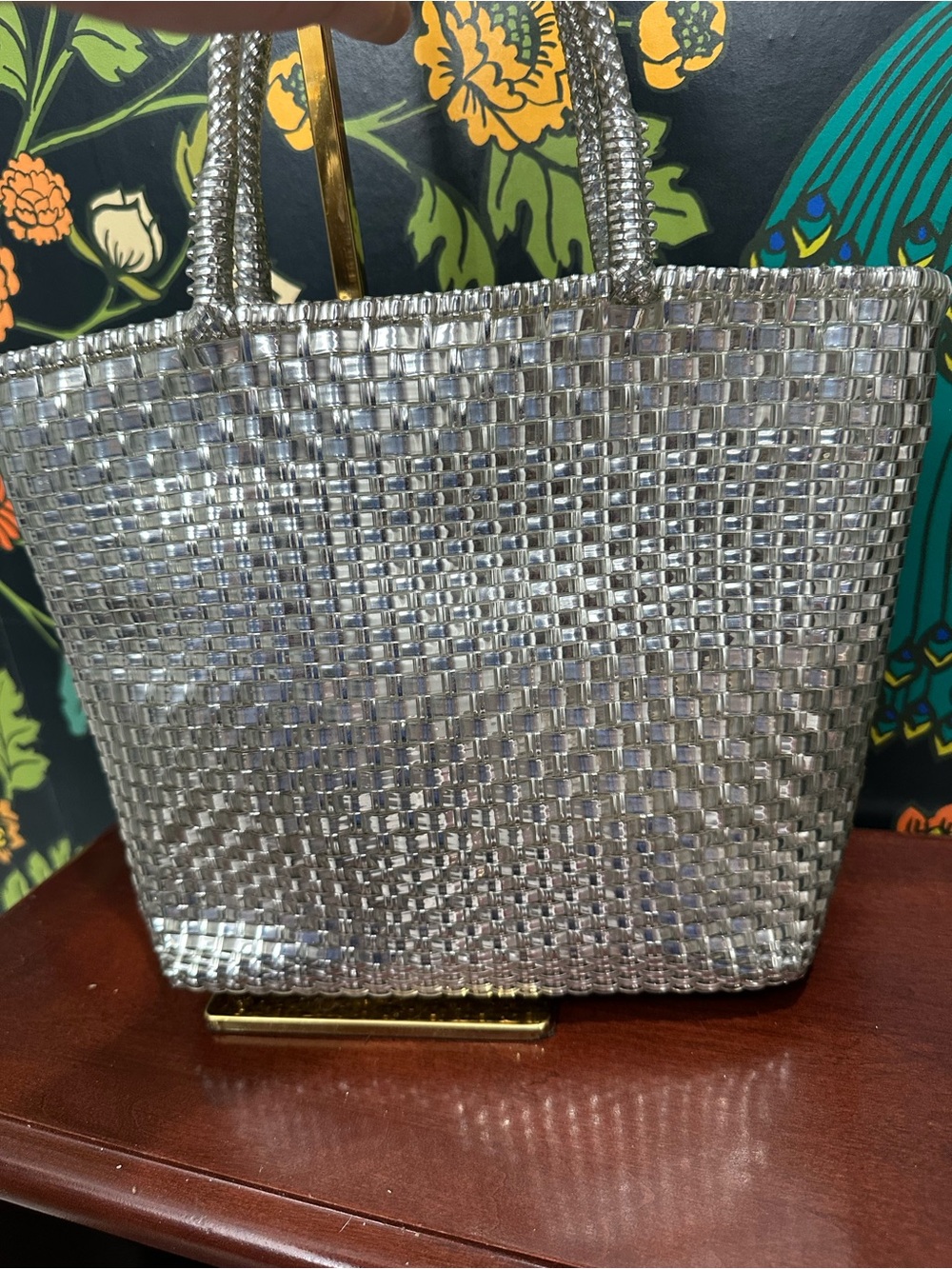 Anteprima Silver Ribbon Wirebag Woven Tote - Picture 9 of 12